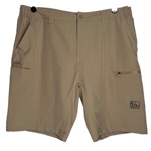 FINTECH Mens XXL Tan Khaki Performance Fishing Shorts Stretch Quick Dry Utility